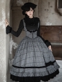 Gray and Black Vintage Plaid Pattern Underbust Gothic Lolita Dress