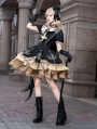 Black and Gold Lace Trim Fringed Cape Gothic Lolita OP Dress