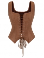 Dark Brown Gothic Lace Up Overbust Victorian Corset