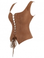 Dark Brown Gothic Lace Up Overbust Victorian Corset