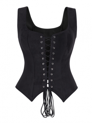 Black Gothic Lace Up Overbust Victorian Corset