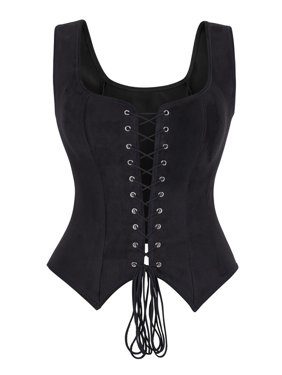 Black Gothic Lace Up Overbust Victorian Corset