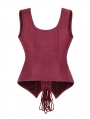 Wine Red Gothic Lace Up Overbust Victorian Corset