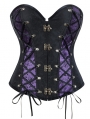Black and Purple Brocade Steampunk Gothic Overbust Corset
