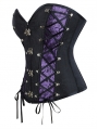 Black and Purple Brocade Steampunk Gothic Overbust Corset