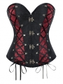 Black and Red Brocade Steampunk Gothic Overbust Corset