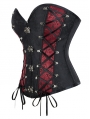 Black and Red Brocade Steampunk Gothic Overbust Corset