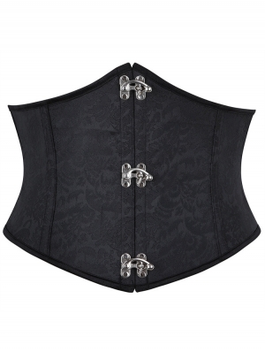 Black Gothic Vintage Brocade Pattern Underbust Corset