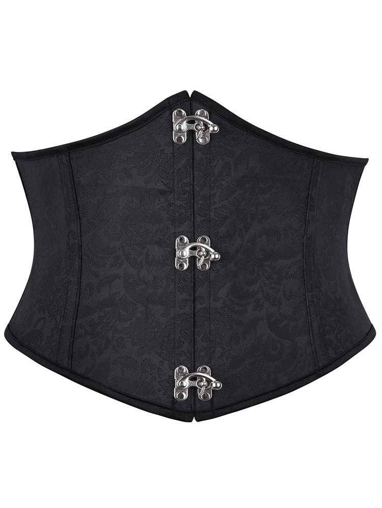 Black Gothic Vintage Brocade Pattern Underbust Corset
