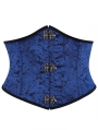 Blue Gothic Vintage Brocade Pattern Underbust Corset