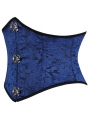Blue Gothic Vintage Brocade Pattern Underbust Corset