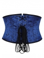 Blue Gothic Vintage Brocade Pattern Underbust Corset