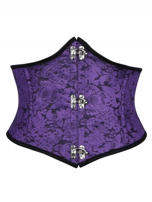 Purple Gothic Vintage Brocade Pattern Underbust Corset