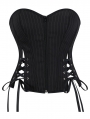 Black Striped Punk Zip Front Gothic Overbust Corset