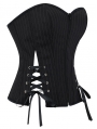 Black Striped Punk Zip Front Gothic Overbust Corset