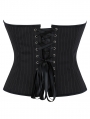 Black Striped Punk Zip Front Gothic Overbust Corset