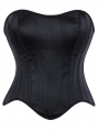 Black Gothic Satin Lace Up Boned Overbust Corset