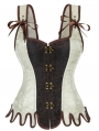 Brown and Beige Steampunk Gothic Victorian Overbust Corset