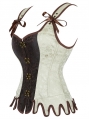 Brown and Beige Steampunk Gothic Victorian Overbust Corset