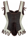 Brown and Beige Steampunk Gothic Victorian Overbust Corset
