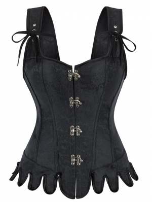 Black Steampunk Gothic Victorian Overbust Corset