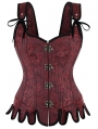 Dark Red Steampunk Gothic Victorian Overbust Corset