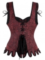 Dark Red Steampunk Gothic Victorian Overbust Corset