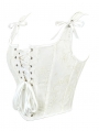 White Floral Jacquard Bow Strap Victorian Overbust Corset