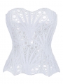 White Gothic Textured Sheer Floral Lace Overbust Corset
