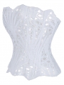 White Gothic Textured Sheer Floral Lace Overbust Corset