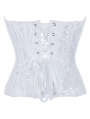 White Gothic Textured Sheer Floral Lace Overbust Corset