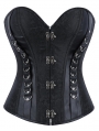Black Gothic Steampunk Overbust Corset with Buckles