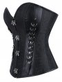 Black Gothic Steampunk Overbust Corset with Buckles