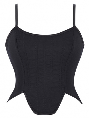 Black Gothic Irregular Overbust Corset with Straps