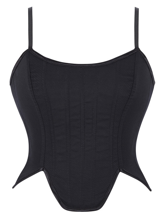 Black Gothic Irregular Overbust Corset with Straps