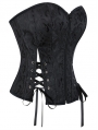 Black Brocade Zip Front Gothic Overbust Corset