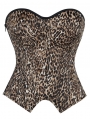 Brown Leopard Print Gothic Side Zip Overbust Corset