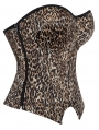 Brown Leopard Print Gothic Side Zip Overbust Corset