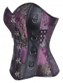 Purple and Black Panelled Gothic Steampunk Overbust Corset