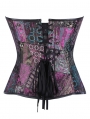 Purple and Black Panelled Gothic Steampunk Overbust Corset