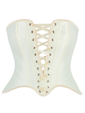 Beige Sexy Plunging Lace-Up Corset