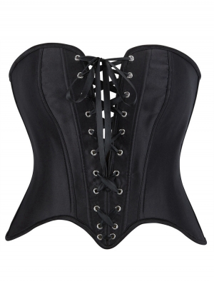 Beige Gothic Sexy Plunging Lace-Up Corset