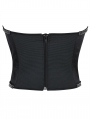 Black Gothic Silver Beaded Chain Trim Overbust Corset
