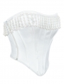 White Gothic Pearl Beaded Tassel Bridal Overbust Corset
