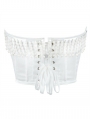 White Gothic Pearl Beaded Tassel Bridal Overbust Corset