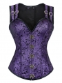 Purple Vintage Jacquard Overbust Steampunk Corset