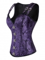 Purple Vintage Jacquard Overbust Steampunk Corset