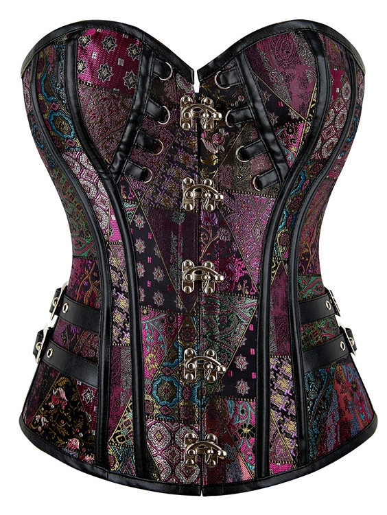 Colorful Steampunk Buckled Overbust Gothic Corset