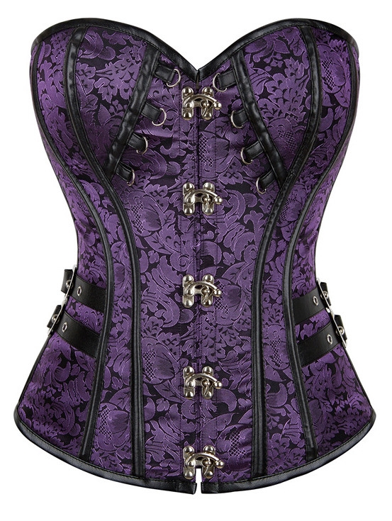 Purple Steampunk Buckled Overbust Gothic Corset