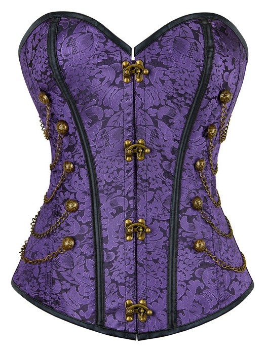 Purple Jacquard Vintage Gothic Overbust Steampunk Corset